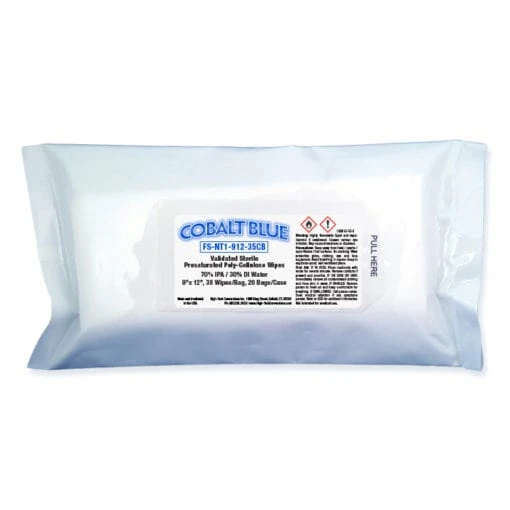 Cobalt Blue Sterile Poly-Cellulose Wipes, ISO Class 5