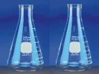 PYREX® Narrow Mouth Erlenmeyer Flask with Heavy Duty Rim, Graduated
