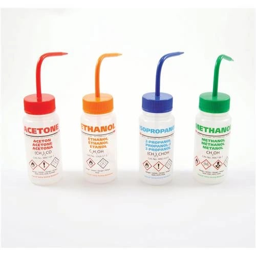 GHS Wash Bottles, Multilingual Wide Mouth