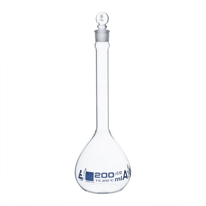Volumetric Flask, Class A, ASTM - Glass Stopper - Eisco Labs