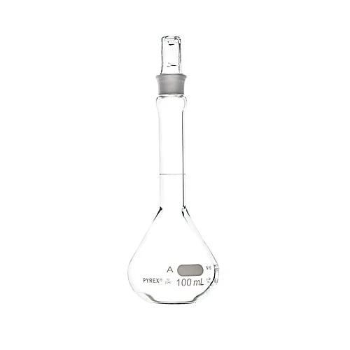 PYREX® Class A, Wide Mouth Volumetric Flask, Heavy Duty, with PYREX® Standard Taper Stopper