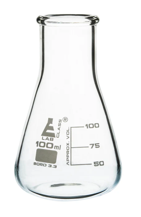 Erlenmeyer Flask Conical wide neck, borosilicate glass