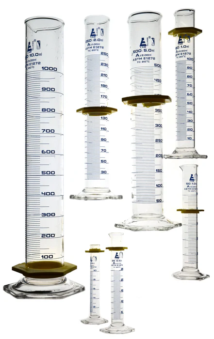 Cylinder Measuring Graduated class 'A', Hex. base with spout, borosilicate glass