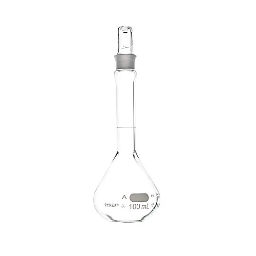 PYREX® Class A, Wide Mouth Volumetric Flask, Heavy Duty, with PYREX® Standard Taper Stopper