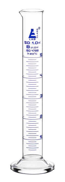 Cylinder Measuring Graduated,  class 'B', round base with spout, borosilicate glass